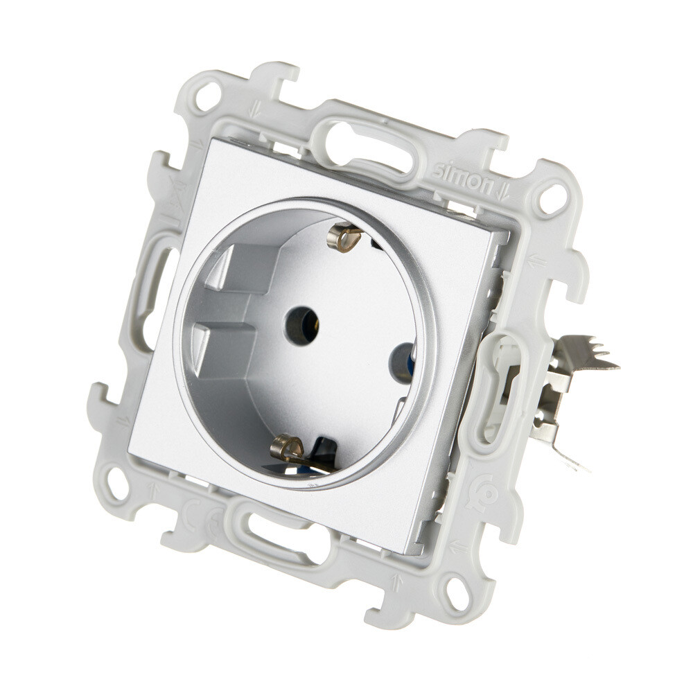 Розетка Simon 24 Harmonie встраиваемая алюминий (2420434-033)