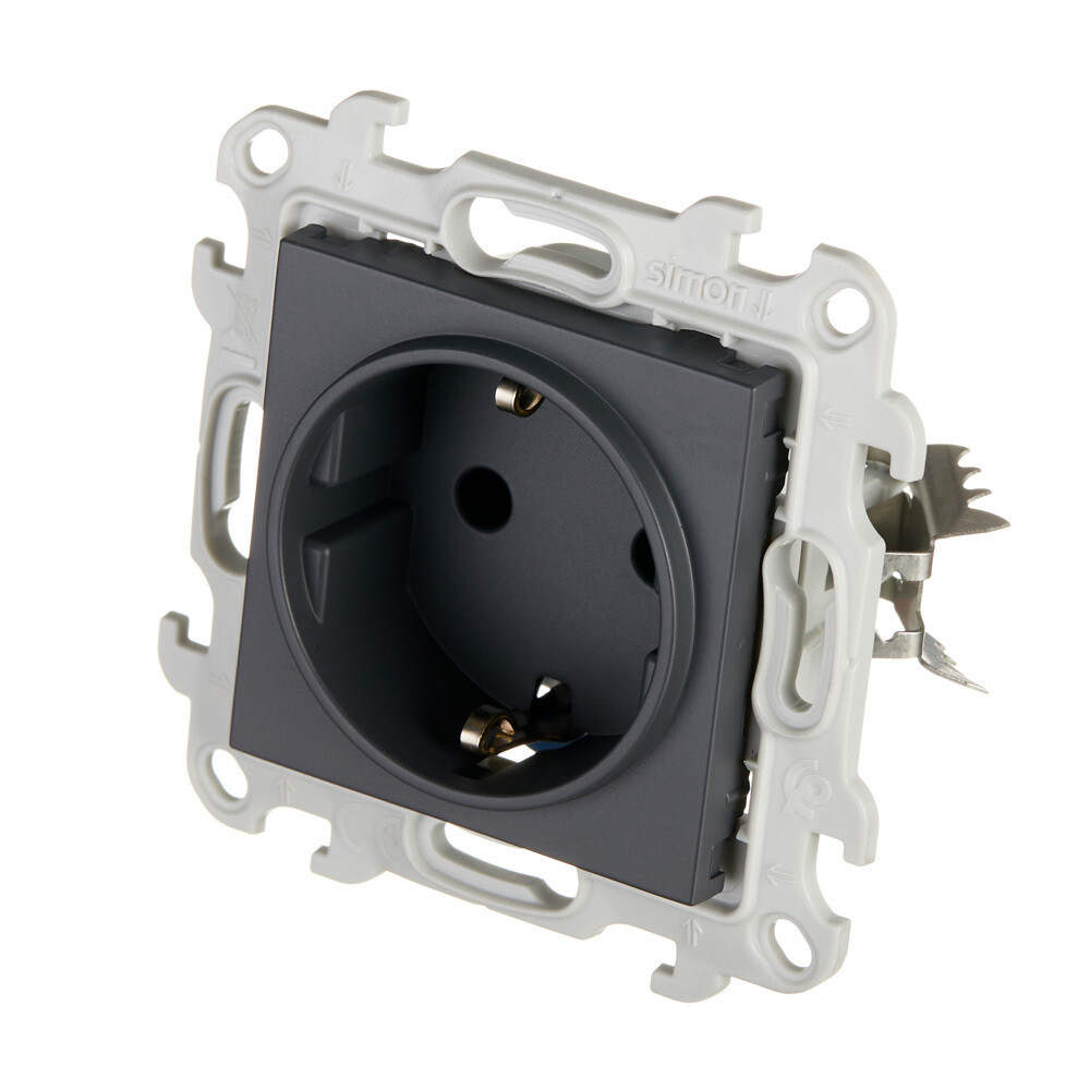 Розетка Simon 24 Harmonie встраиваемая графит (2420434-038)