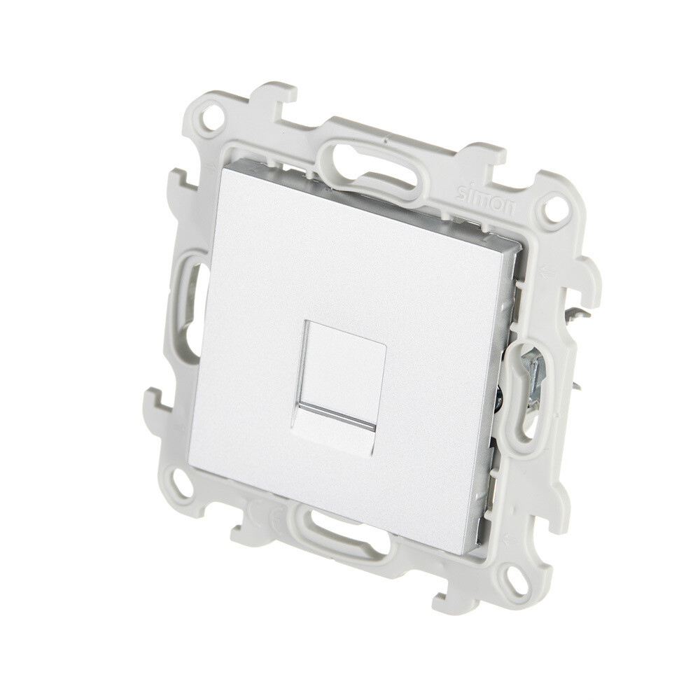 Розетка телефонная Simon 24 Harmonie встраиваемая алюминий RJ11 (2410480-033)