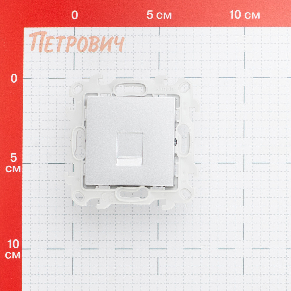 Розетка телефонная Simon 24 Harmonie встраиваемая алюминий RJ11 (2410480-033)