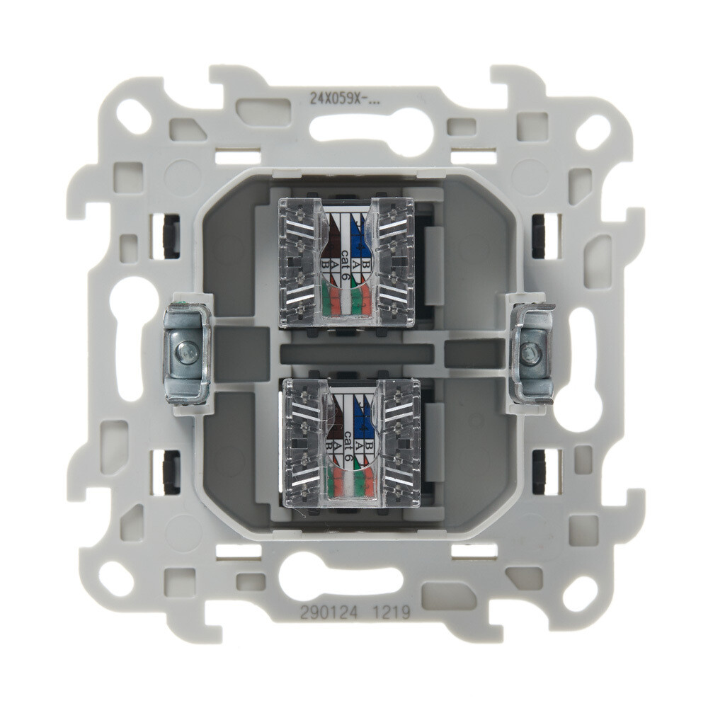 Розетка компьютерная Simon 24 Harmonie встраиваемая графит 2хRJ45 (2450593-038)