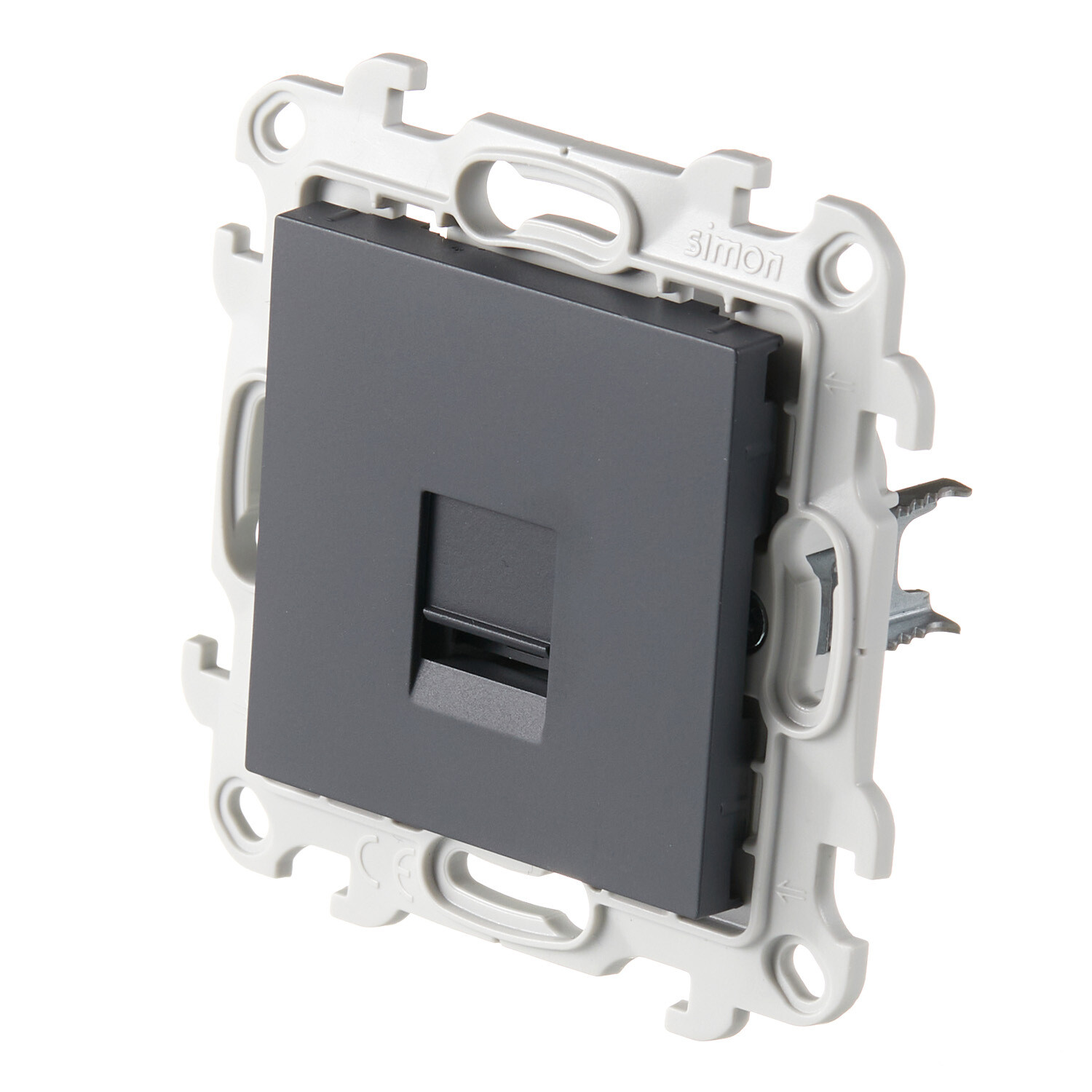 Розетка компьютерная Simon 24 Harmonie встраиваемая графит 2хRJ45 (2410598-038)