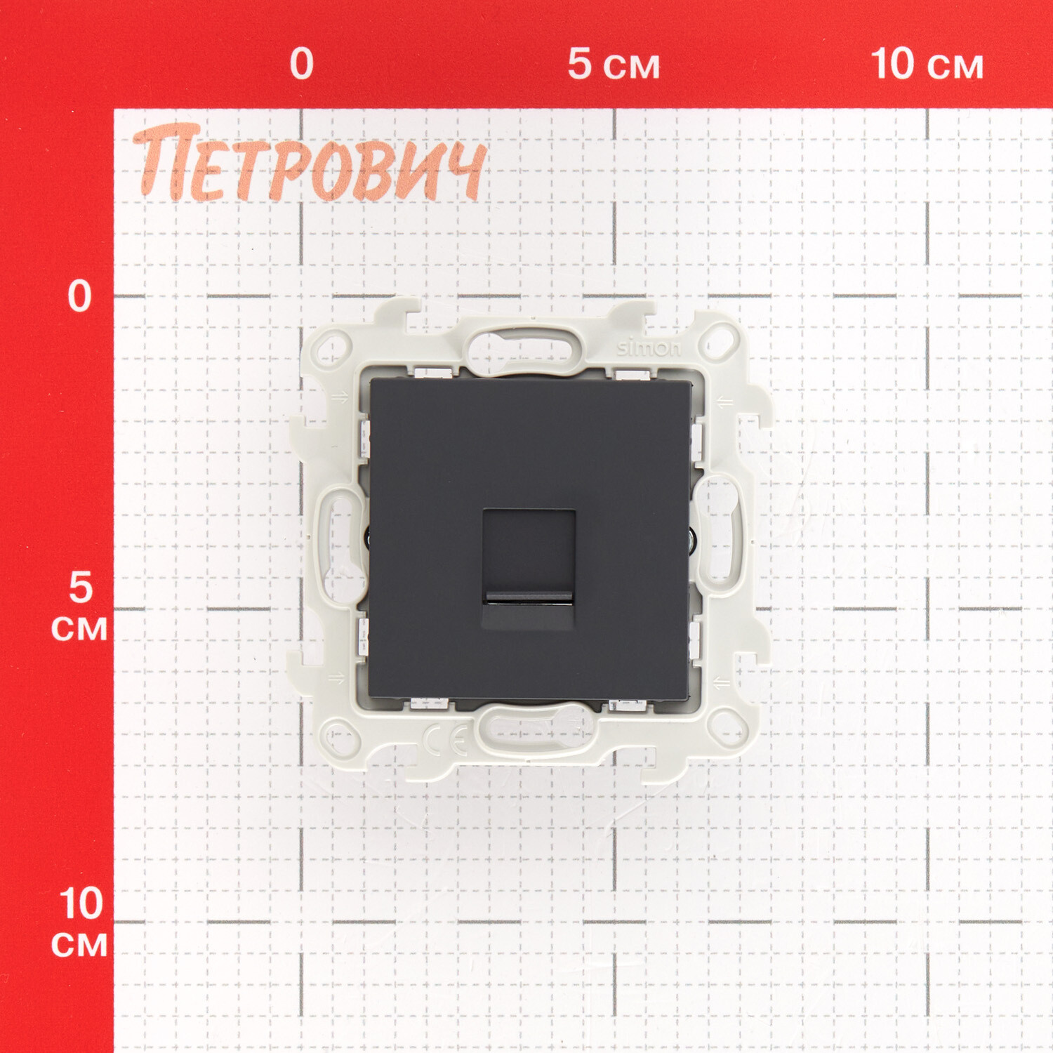 Розетка компьютерная Simon 24 Harmonie встраиваемая графит 2хRJ45 (2410598-038)