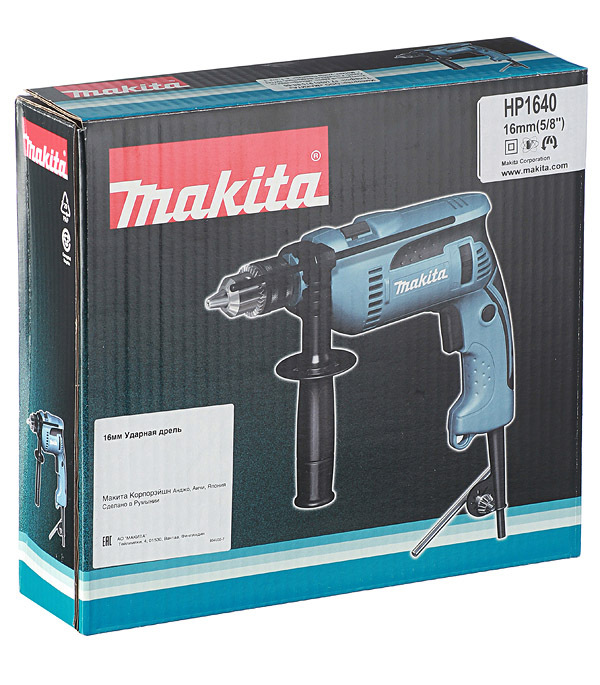 Дрель сетевая ударная Makita HP1640 680 Вт ключевой патрон