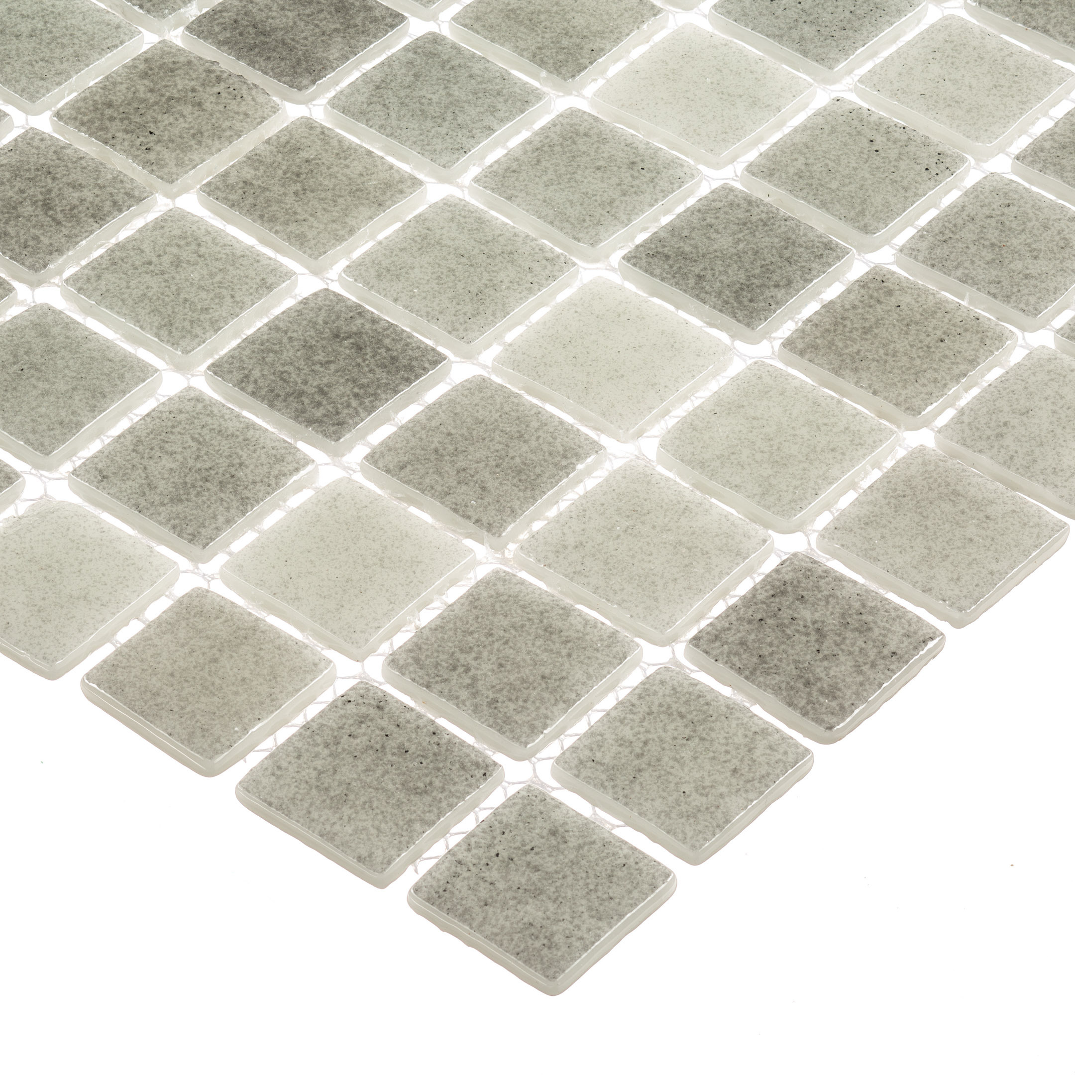 Мозаика Mir Mosaic Natural Steppa светло-серая стеклянная 315х315х5 мм глянцевая