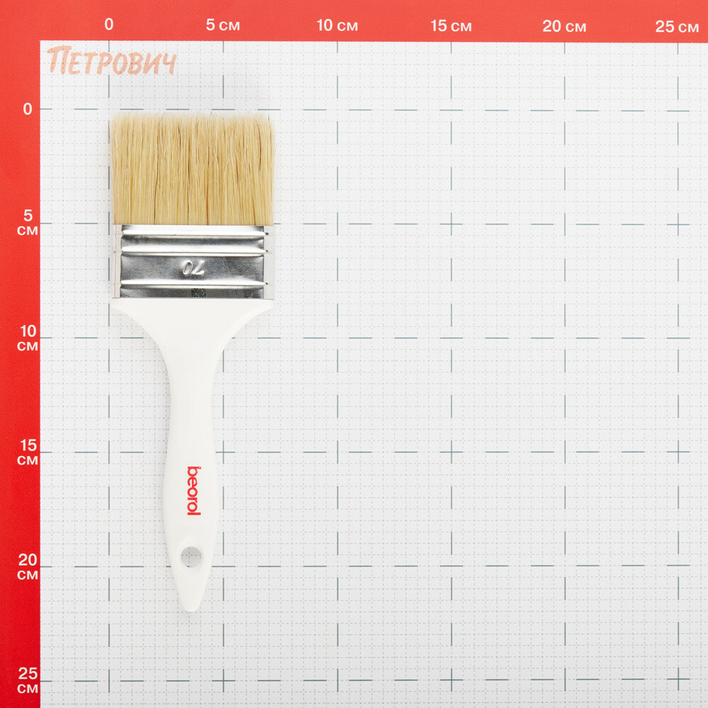 Кисть плоская смешанная щетина пластиковая ручка Beorol 70х15 мм для эмалей и лаков на любой основе