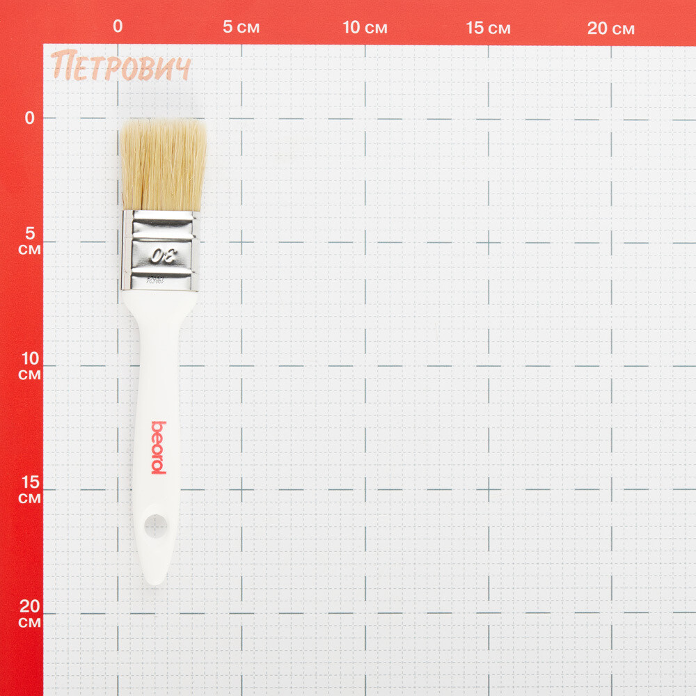 Кисть плоская смешанная щетина пластиковая ручка Beorol 30х14 мм для эмалей и лаков на любой основе