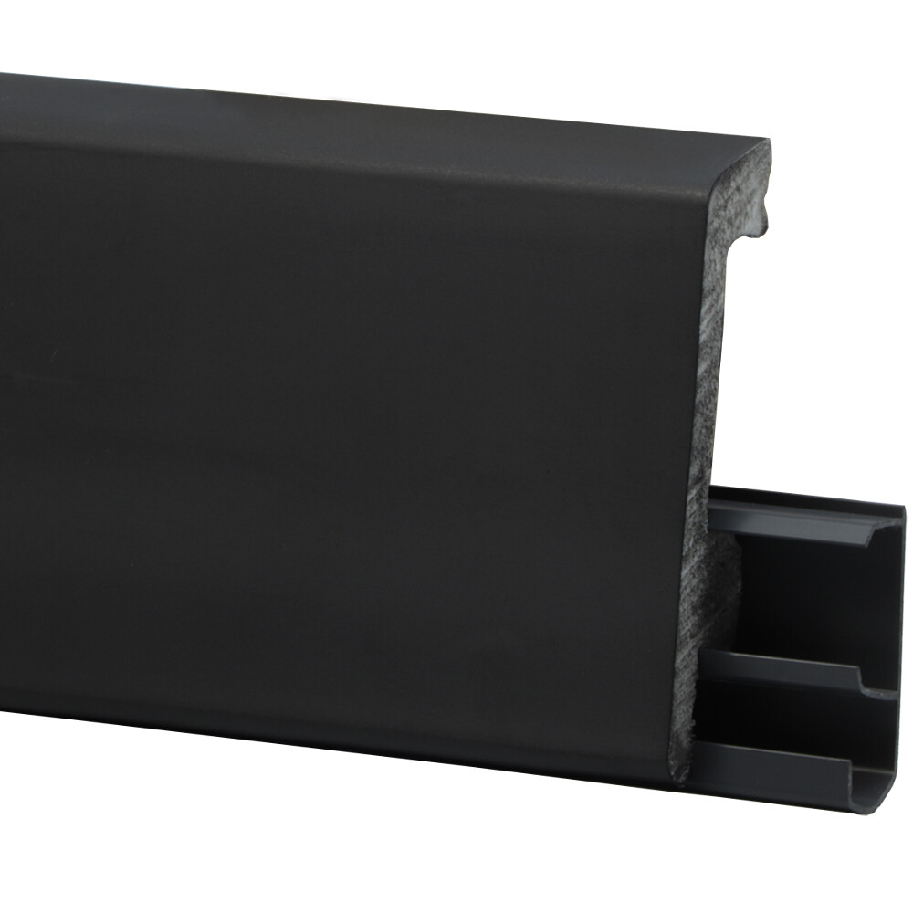 Плинтус экополимер Winart Pro Quadro 80х16х2000 мм черный матовый с монтажной планкой (90.80.001.023)