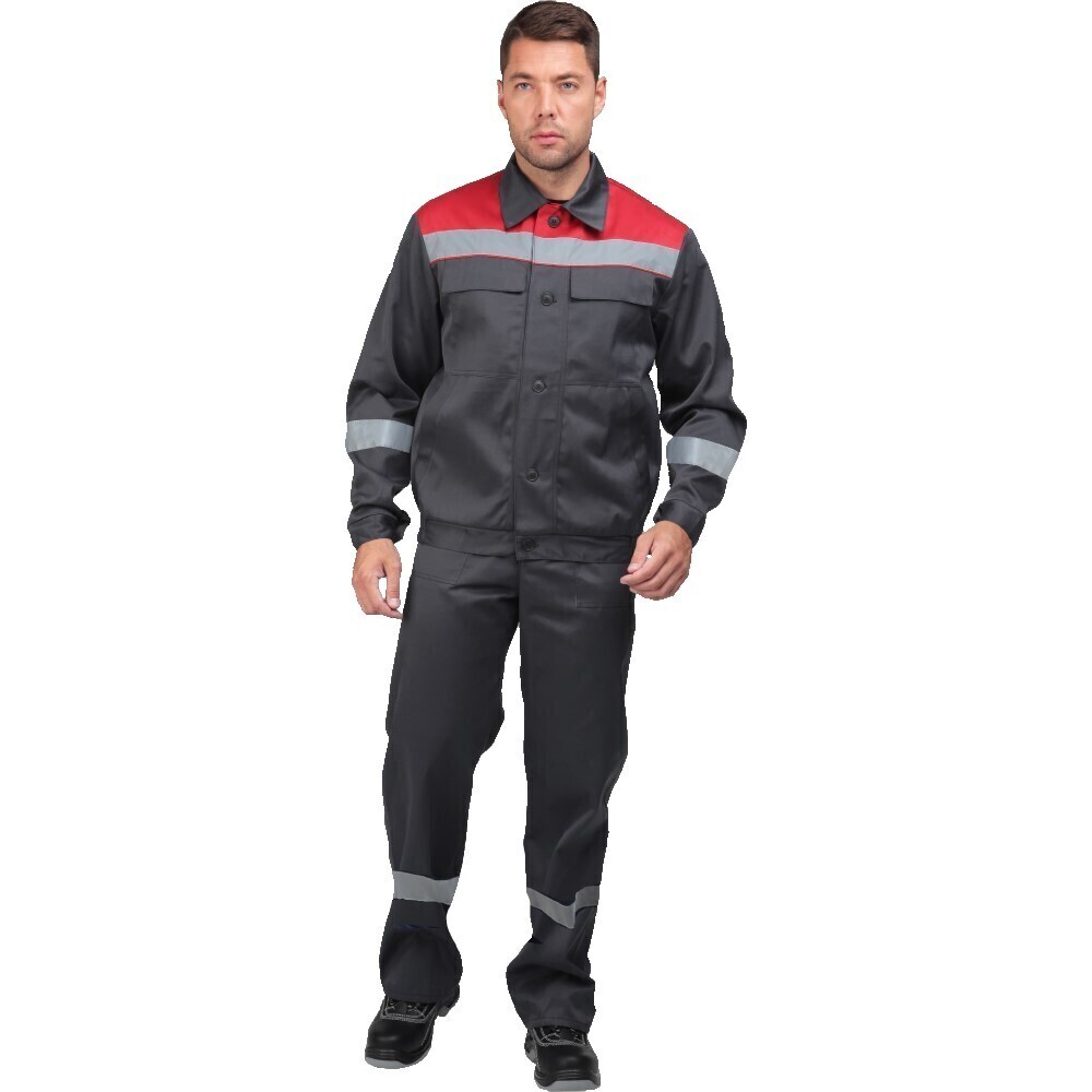 Костюм мужской рабочий ГК Спецобъединение Мастер Люкс 52-54 рост 182-188 см красный/серый