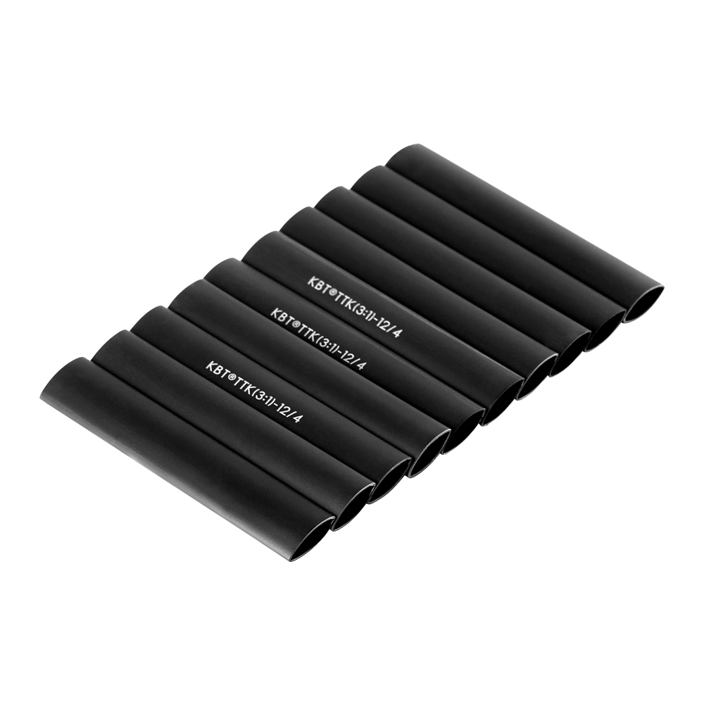 Трубка термоусадочная КВТ Гермокомплект ТТК 12/4 мм 100 мм черная (10 шт.)