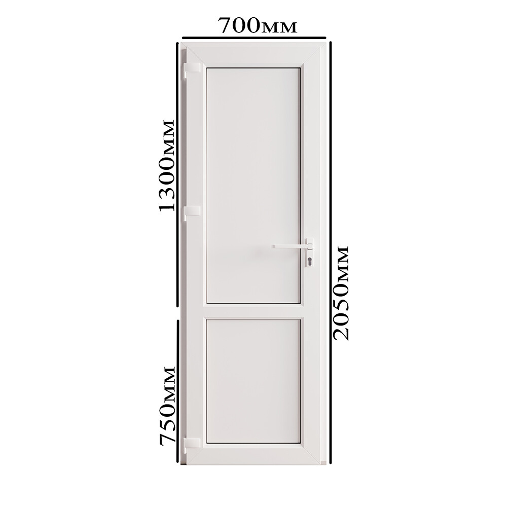 Металлопластиковая дверь VEKA 2050х700 мм алюминиевый порог белая левая глухая