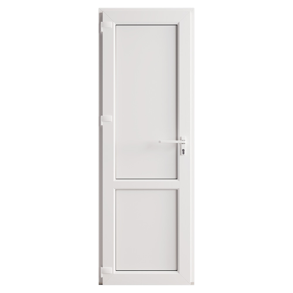 Металлопластиковая дверь VEKA 2050х700 мм алюминиевый порог белая левая глухая
