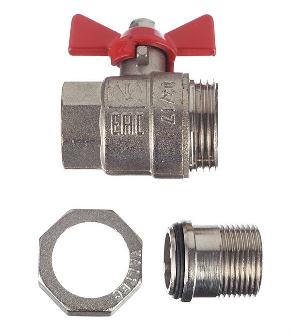 Кран шаровой латунный Valtec Base 3/4 ВР(г) х 3/4 НР(ш) бабочка с полусгоном прямой (VT.227.N.05)