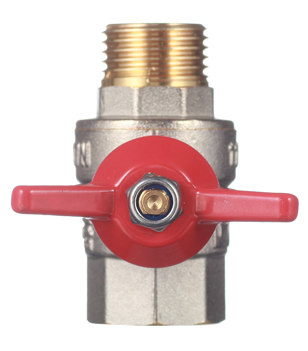 Кран шаровой латунный Valtec Base 1/2 ВР(г) х 1/2 НР(ш) бабочка прямой (VT.218.N.04)