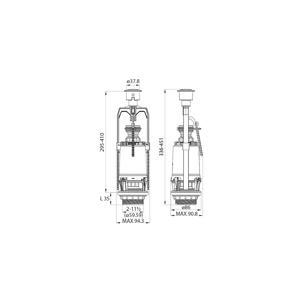 Арматура для унитаза Iddis нижний подвод 1/2 кнопка пластик хром (F012400-0004)