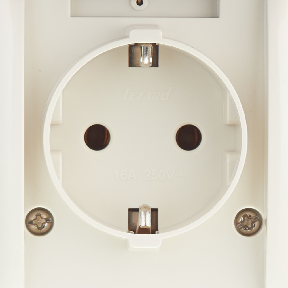 Блок переключатель и розетка Lezard Nata двухклавишный накладной крем (710-0300-173)