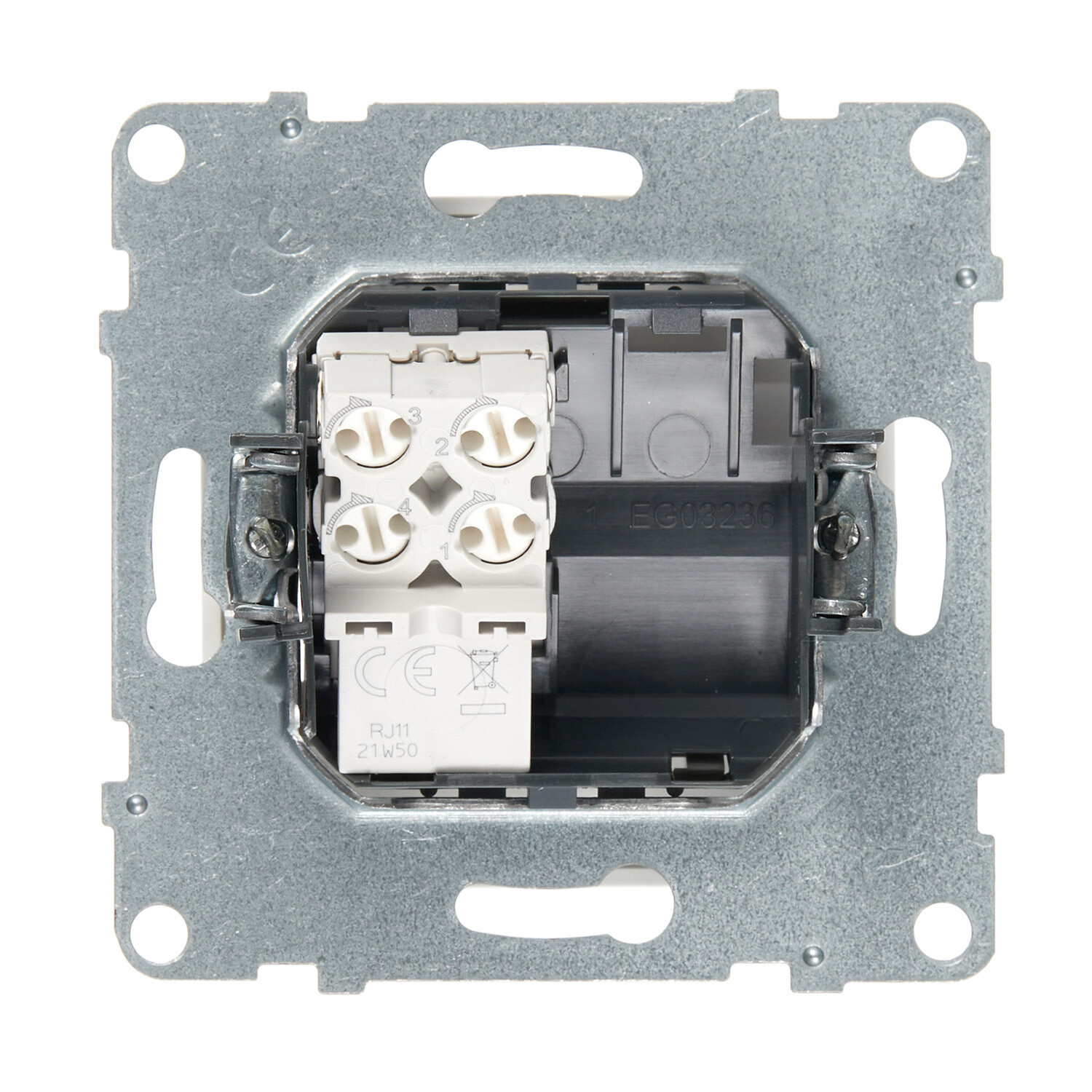 Розетка телефонная Legrand Suno встраиваемая белая RJ11 (721161)