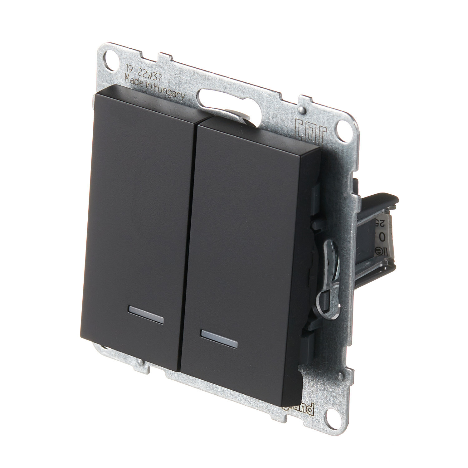 Выключатель Legrand Suno двухклавишный встраиваемый антрацит с подсветкой (721415)