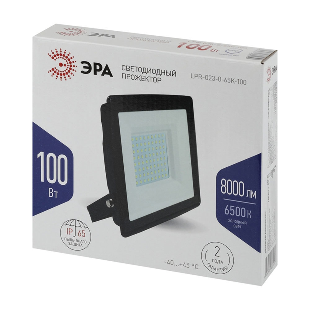Прожектор светодиодный Эра LPR-02 6500К 100 Вт IP65 черный