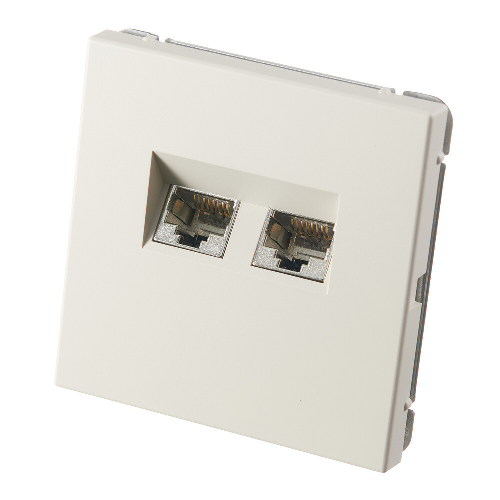 Розетка компьютерная Systeme Electric ArtGallery встраиваемая песочная 2хRJ45 (GAL001288)
