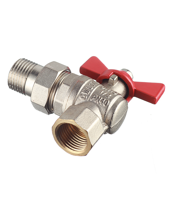 Кран шаровой латунный Valtec Base 1/2 ВР(г) х 1/2 НР(ш) бабочка с полусгоном угловой (VT.228.N.04)