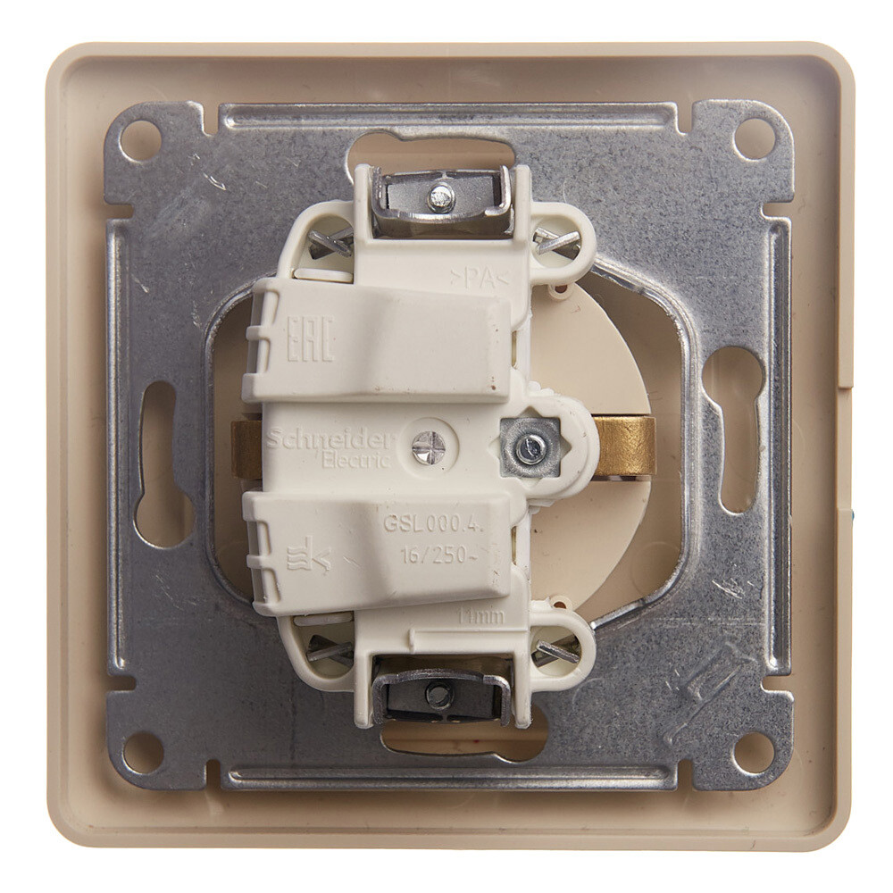 Розетка Systeme Electric Glossa встраиваемая бежевая со шторками с крышкой (GSL000246)