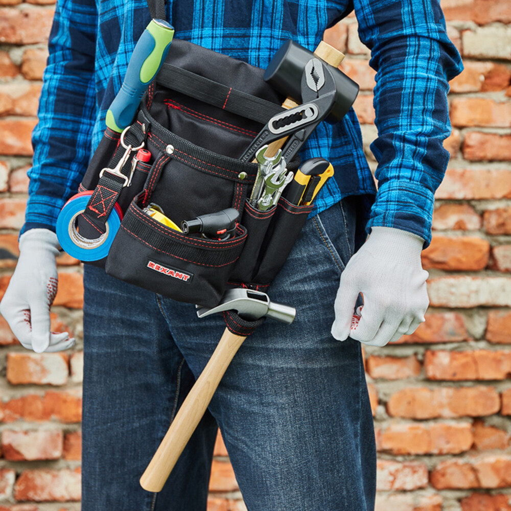 Сумка поясная для инструментов Rexant RE-7 7 отделений 265х260х30 мм (12-5602)