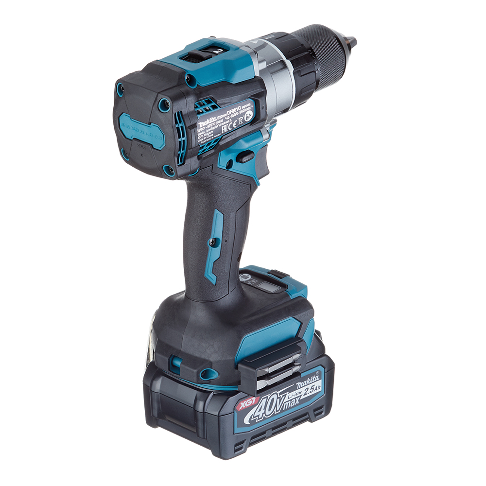 Дрель-шуруповерт аккумуляторная бесщеточная Makita XGT 40 В 2,5 Ач Li-Ion 2 АКБ и ЗУ (DF001GD201)
