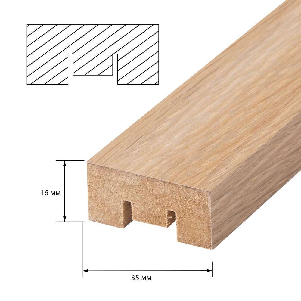 Декоративная рейка МДФ 35х16х2700 мм скандинавский дуб Стильный Дом