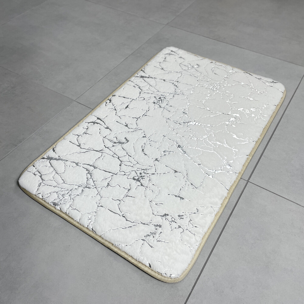 Коврик для ванной белый 80х50 см Fora Marble (FOR-HAP-50-80-MBW)