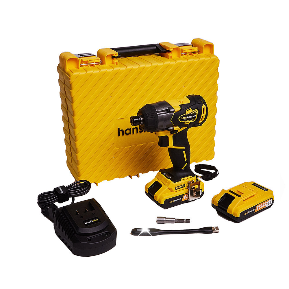 Винтоверт ударный аккумуляторный бесщеточный Hanskonner HCD18280H 18 В 2,4 Ач Li-Ion 2 АКБ и ЗУ