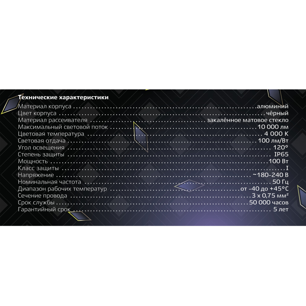 Прожектор светодиодный Ritter Profi 4000К 100 Вт IP65 черный