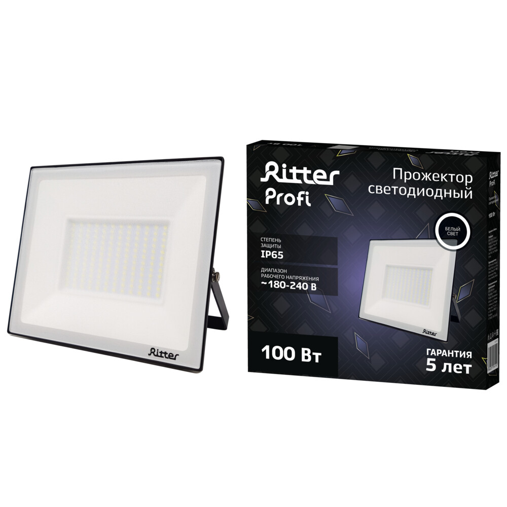 Прожектор светодиодный Ritter Profi 4000К 100 Вт IP65 черный