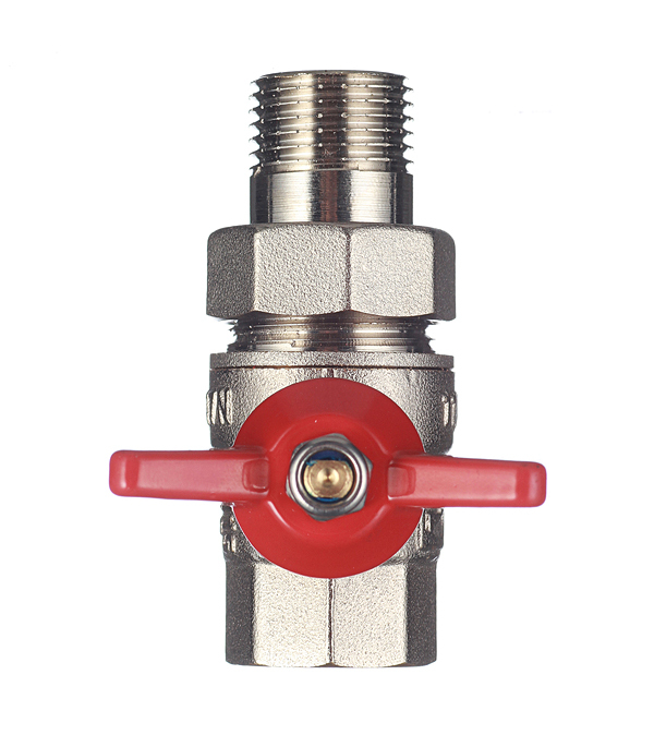 Кран шаровой латунный Valtec Base 1/2 ВР(г) х 1/2 НР(ш) бабочка с полусгоном прямой (VT.227.N.04)