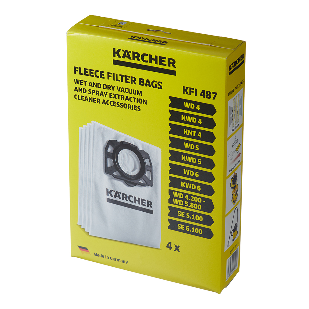Мешок для пылесоса Karcher (2.863-006.0) 30 л к моделям WD 4/5/6 флис (4 шт.)
