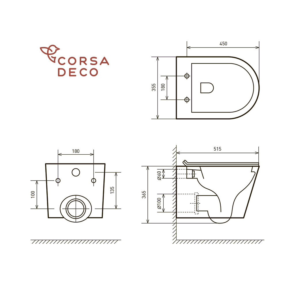 Унитаз подвесной Corsa Deco NX Tornado безободковый с сиденьем дюропласт микролифт (WHNX520ST)