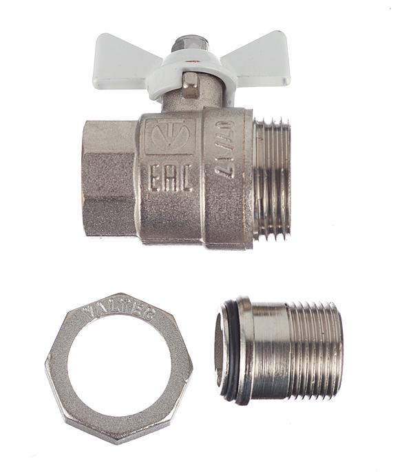 Кран шаровой латунный Valtec Base 3/4 ВР(г) х 3/4 НР(ш) бабочка с полусгоном прямой (VT.227.NW.05)