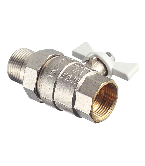 Кран шаровой латунный Valtec Base 3/4 ВР(г) х 3/4 НР(ш) бабочка с полусгоном прямой (VT.227.NW.05)