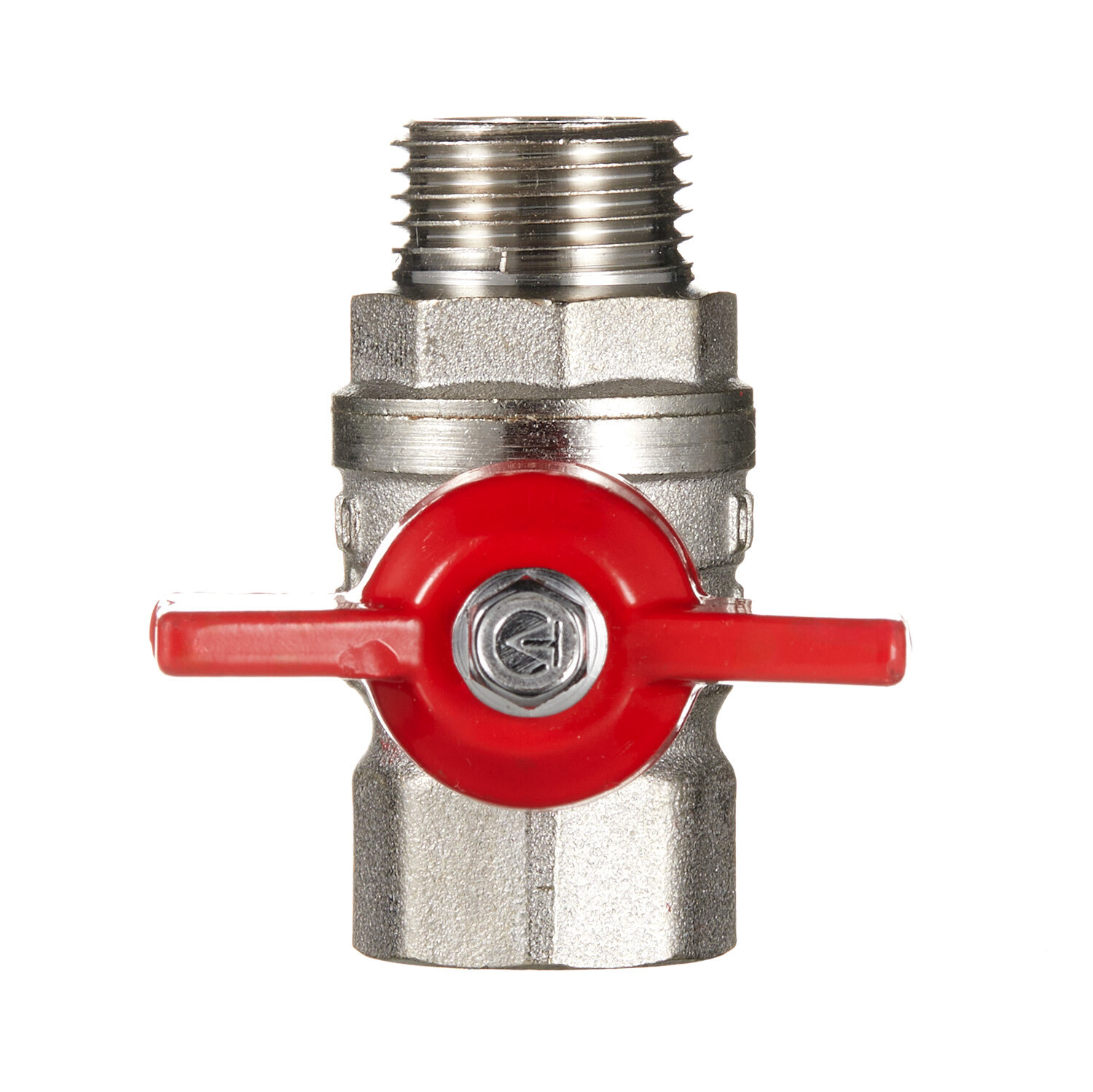 Кран шаровой латунный Valtec 1/2 ВР(г) х 1/2 НР(ш) полнопроходной бабочка прямой (VT.123.N.04)