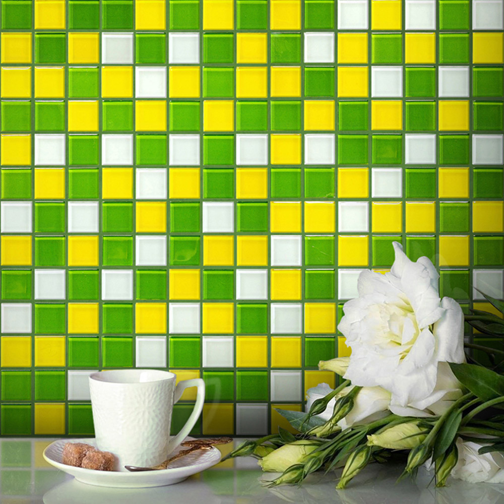 Мозаика Mir Mosaic Natural Color palette зеленая стеклянная 300х300х4 мм глянцевая
