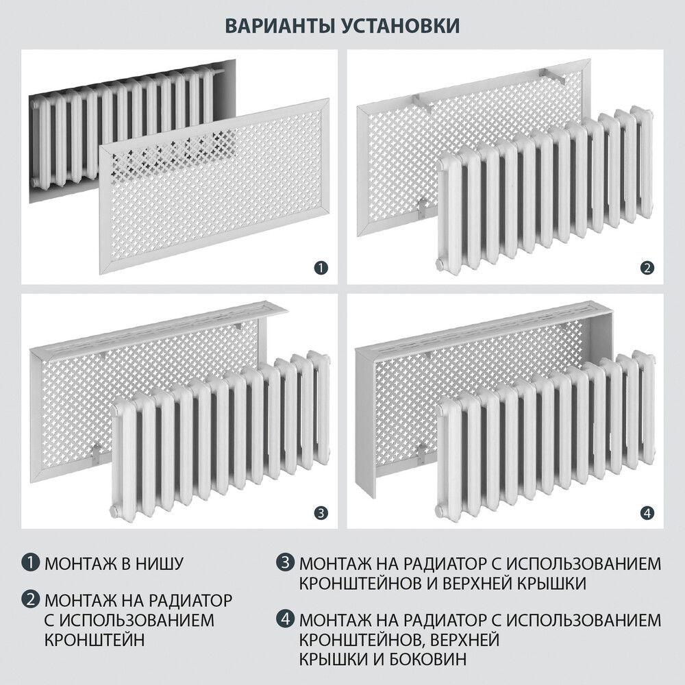 Экран для радиатора De Luxe 900х600 мм черный