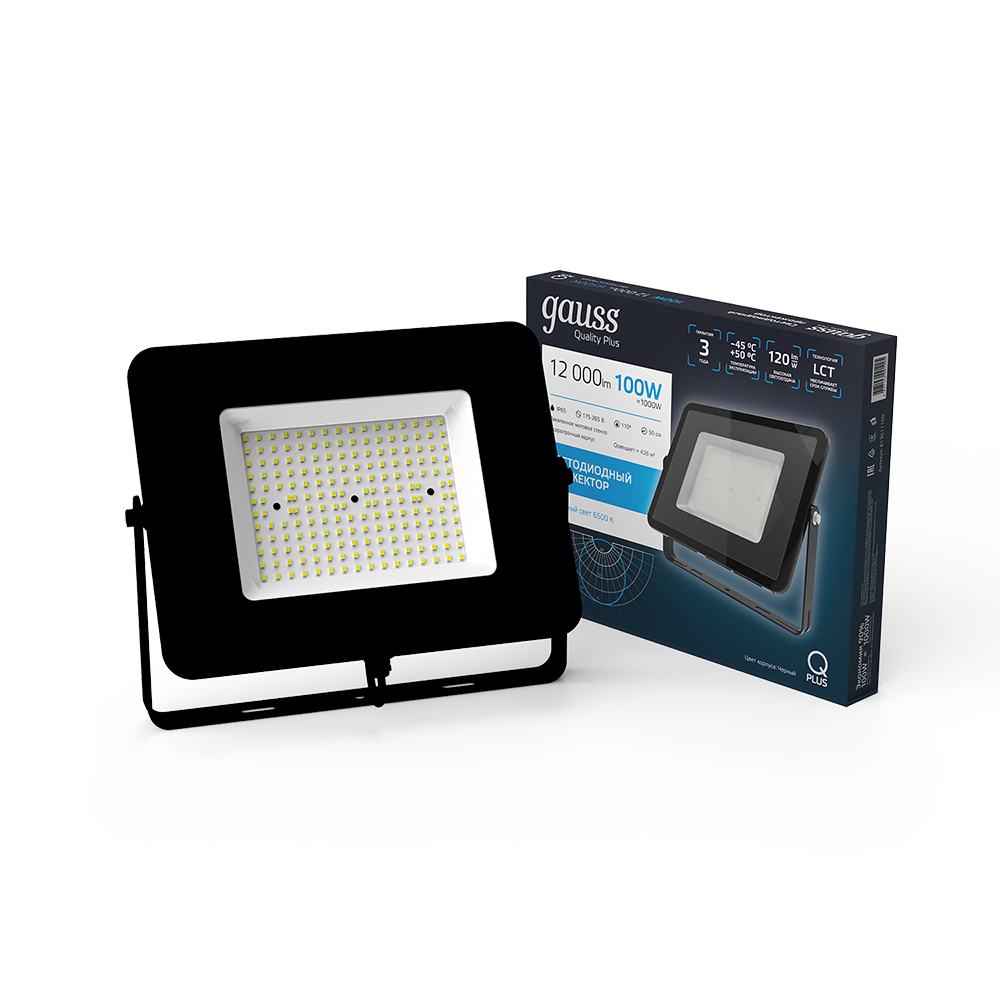 Прожектор светодиодный Gauss Qplus ДО-100 6500К 100 Вт IP65 черный