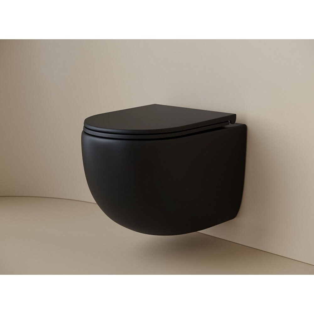 Унитаз подвесной Ceramicanova UP безободковый черный с сиденьем дюропласт микролифт смыв торнадо (CN4007MB)