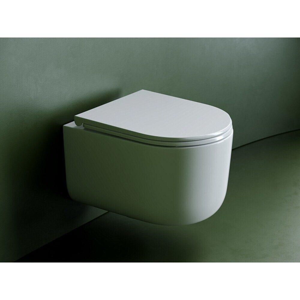 Унитаз подвесной Ceramicanova Ulma безободковый с сиденьем дюропласт микролифт смыв торнадо (CN4006T)