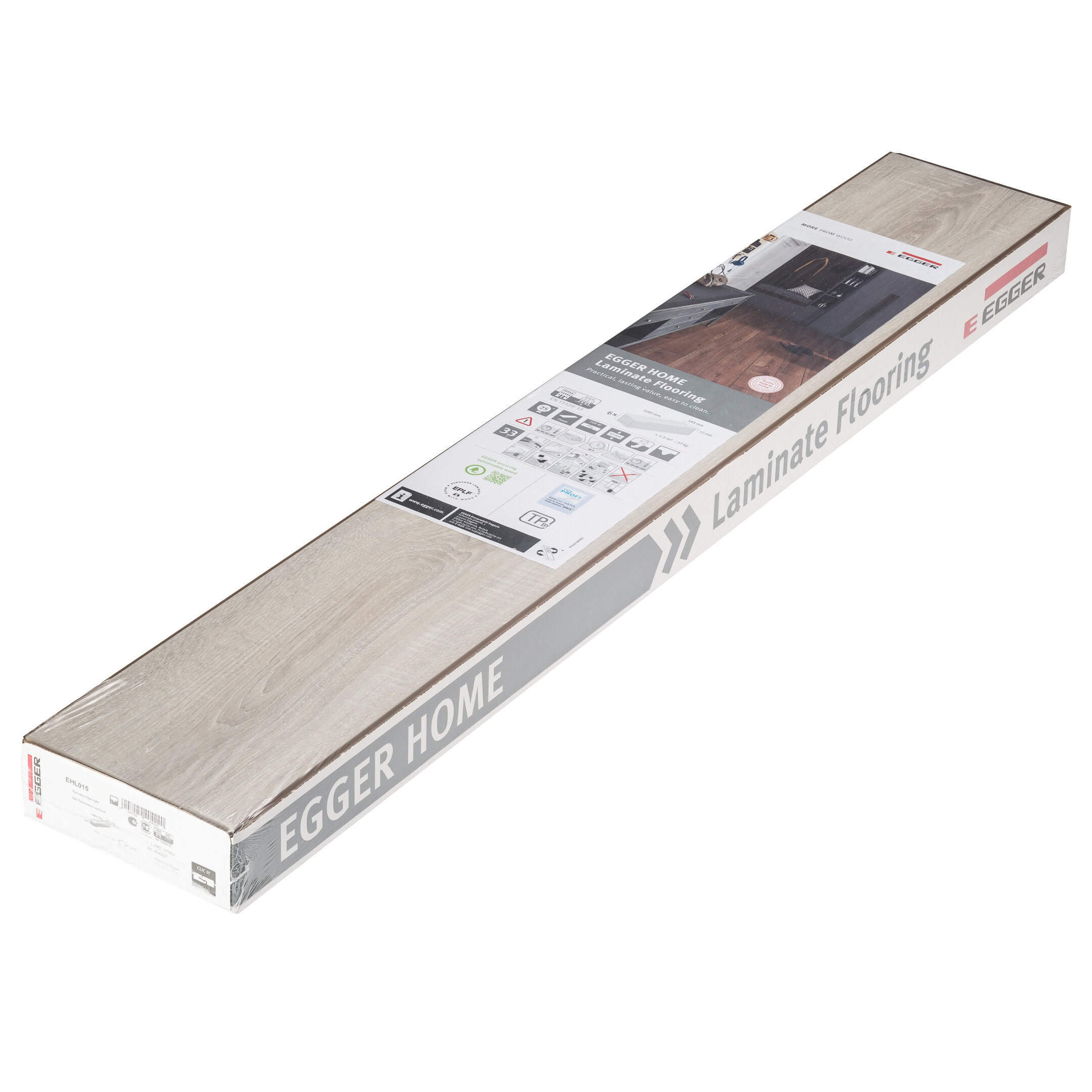Ламинат 33 класс Egger Home дуб тосколано светлый 1,496 кв.м 12 мм с фаской