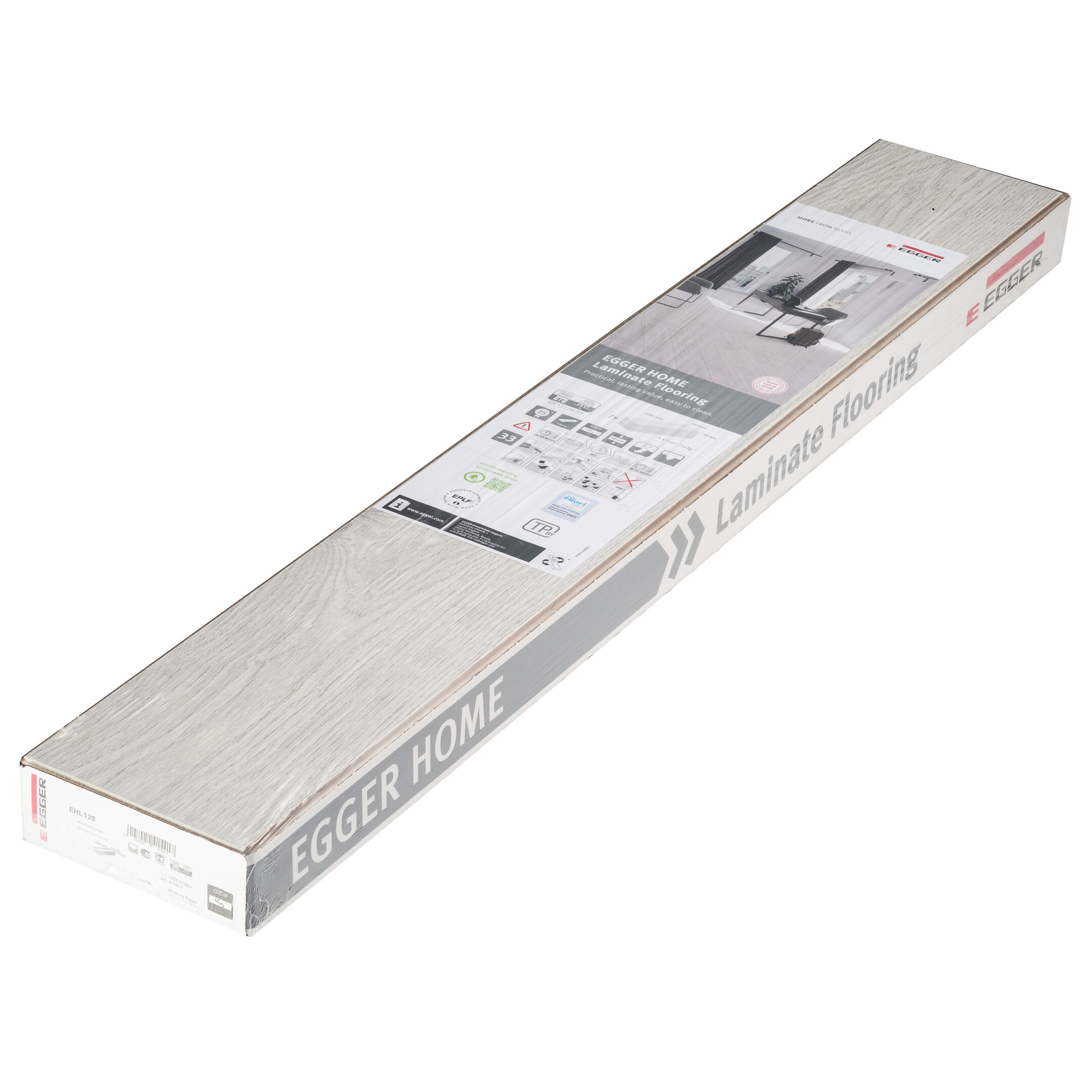 Ламинат 33 класс Egger Home дуб рувьяно серый 1,744 кв.м 10 мм с фаской