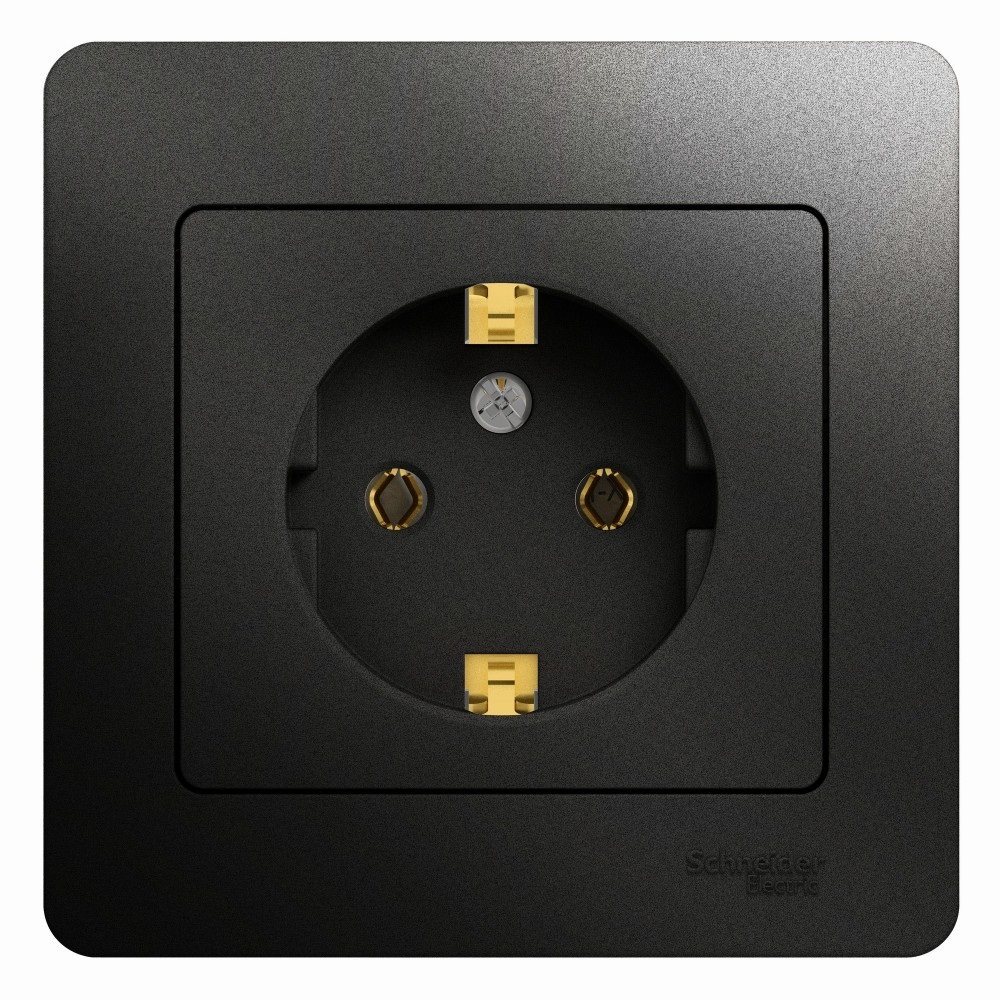 Розетка Systeme Electric Glossa встраиваемая антрацит (GSL000742)