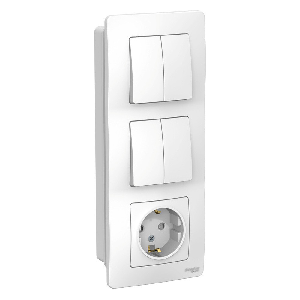Блок выключатель и розетка Systeme Electric Blanca четырехклавишный встраиваемый белый (BLNBS102201)