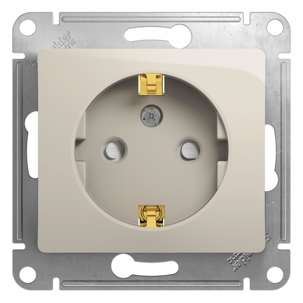 Розетка Systeme Electric Glossa встраиваемая молочная со шторками (GSL000945)