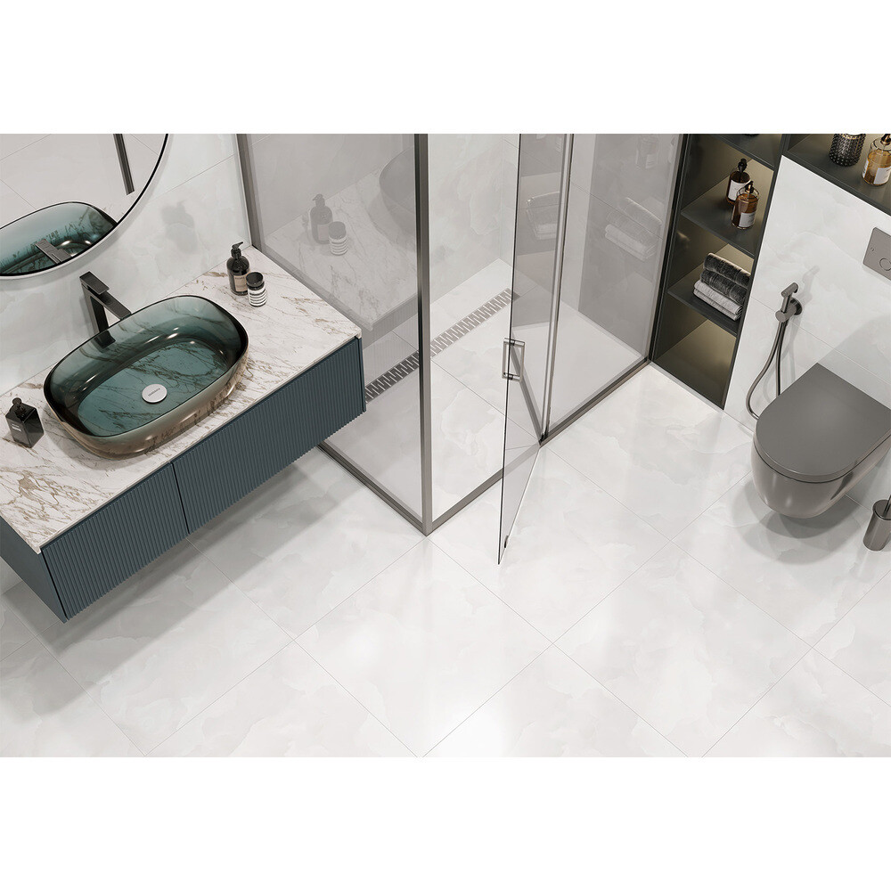 Керамогранит LCM Ice Onyx белый полированный 600х600х8 мм (4 шт.= 1,44 кв.м)